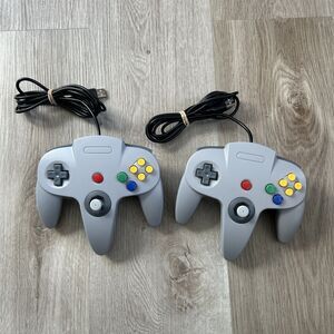 Nintendo N64 USB Controller For Windows PC Mac Linux Gray Gamepad Lot of 2